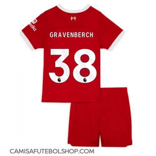 Camisa de time de futebol Liverpool Ryan Gravenberch #38 Replicas 1º Equipamento Infantil 2023-24 Manga Curta (+ Calças curtas)